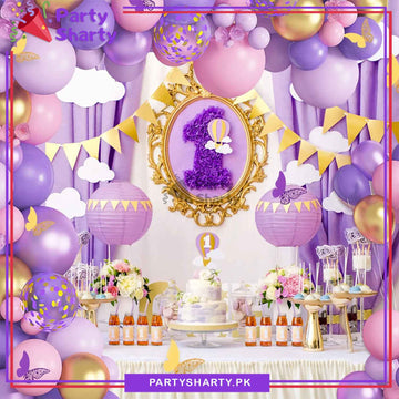 100pcs Pink & Purple Butterfly Theme Balloon Garland For Birthday Decoration and Party Celebrations